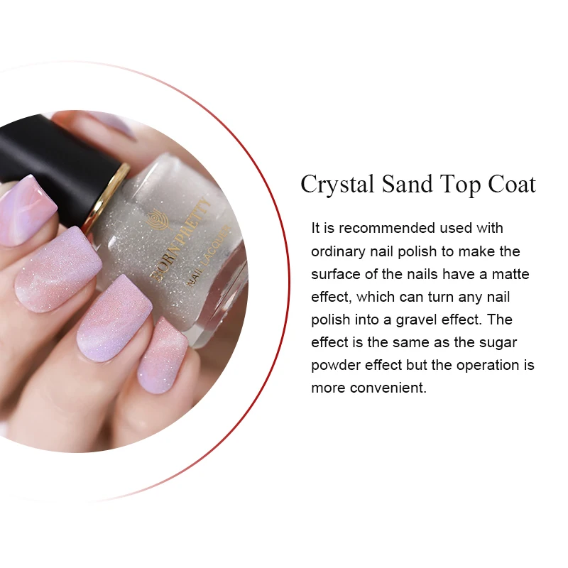 

BORN PRETTY 6ml Sand Top Coat Nail Polish Long Lasting Glitter Scrub Dust Nail Art Lacquer