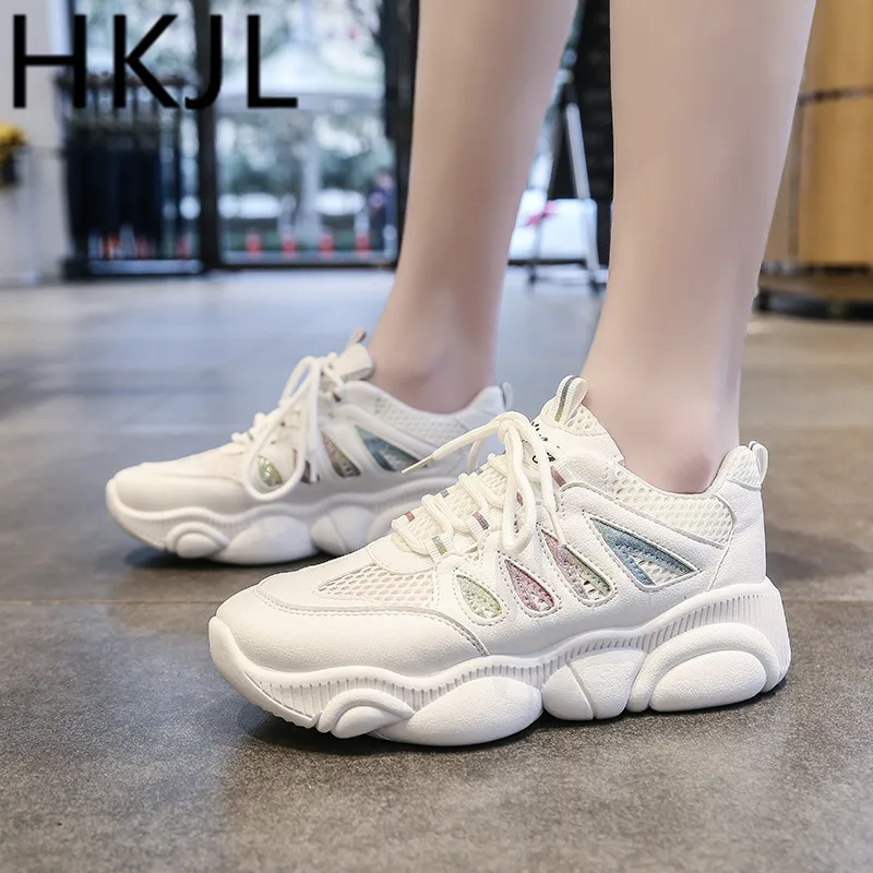 

HKJL Spring 2019 new women's shoes Korean version thick bottom sponge with women's mesh breathable casual sneakers A630