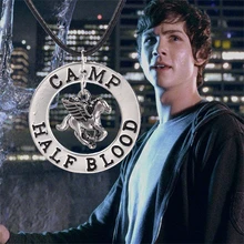 Colar percy jackson, colar de acampamento, meia sangue, pingente de cavalo, vintage, cor prata, totem, animais, amuleto, joias masculinas e femininas