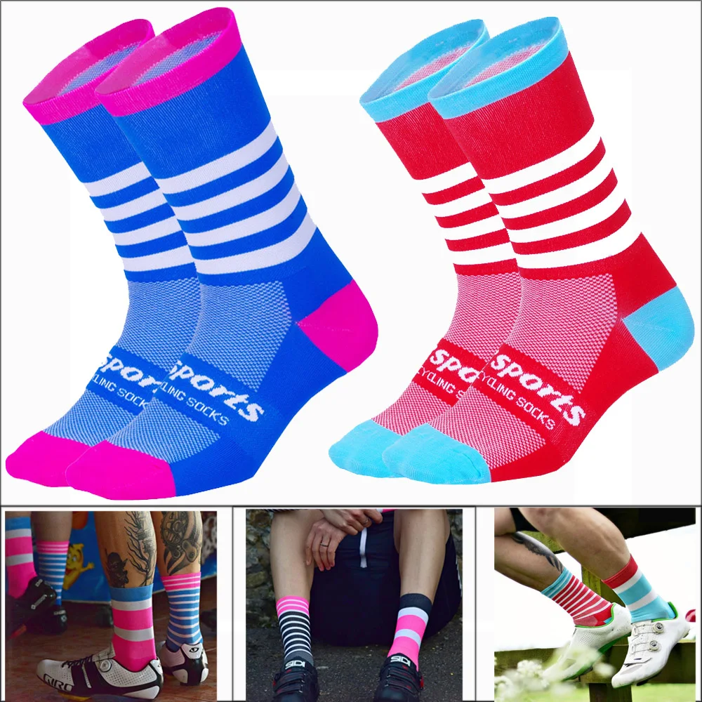Dropshipping High Quality Men Socks Breathable Riding Bicycle Men Long Socks Mountain Road Socks