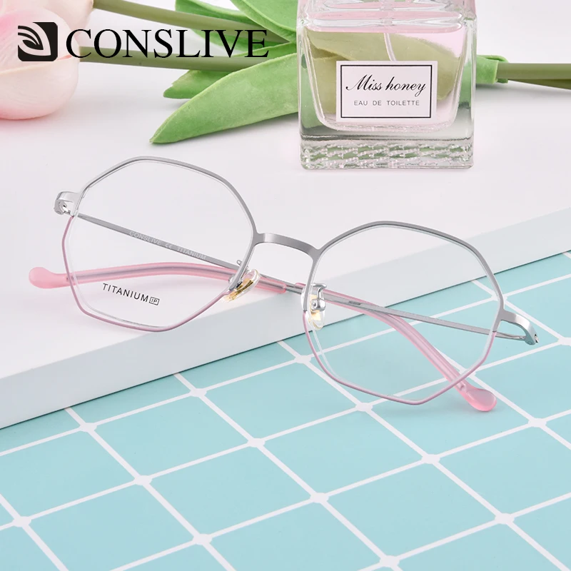 

Women Titanium Glasses Frames Black Pink Optical Glass Spectacles Female Big Eyeglasses Frame Ophthalmic Eyewear