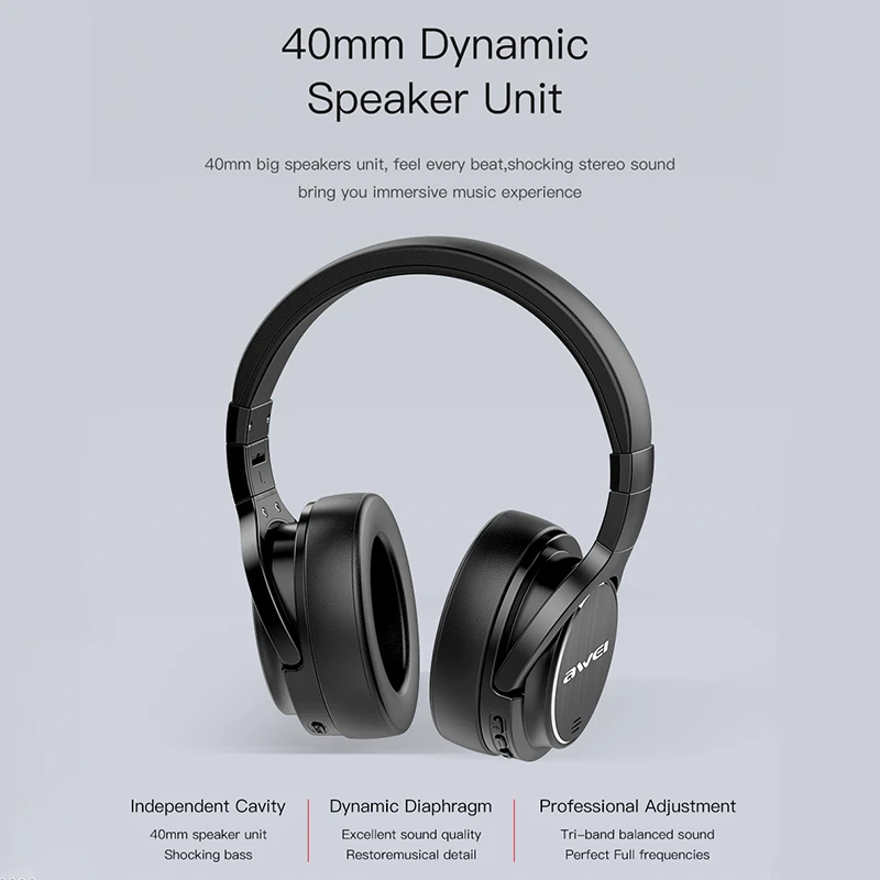 Беспроводные Наушники AWEI A950BL bluetooth ANC шумоподавляющие стереонаушники с