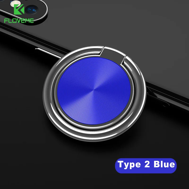 FLOVEME универсальный металлический держатель телефона с кольцом на палец для iPhone X 8 Магнитная сильная Адсорбция 360 Мобильная подставка для samsung Xiaomi - Цвет: Type 2 Blue
