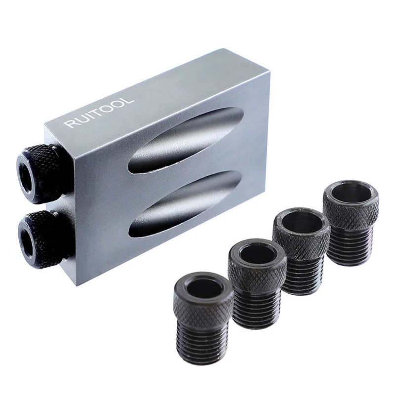 

Pocket Hole Jig Kit with 6-10mm Drive Adapter Tools for Woodworking Angle Drilling Holes DAG-ship