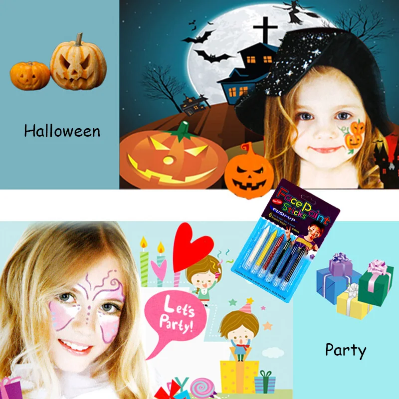diy 6pcs lot non toxic face paint sticks kids makeup body paint pen
