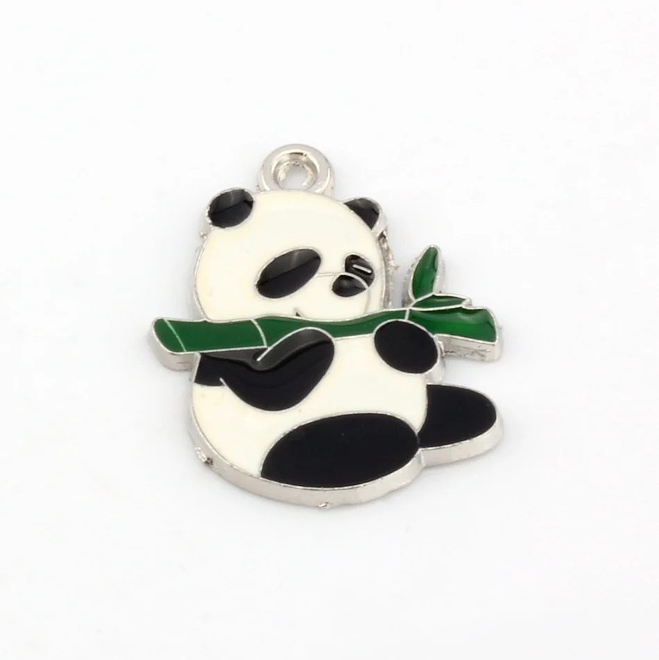 

Hot ! 10pcs Enamel Panda eating Bamboo leaves Charm Pendant 25X 30MM DIY Jewelry cv209
