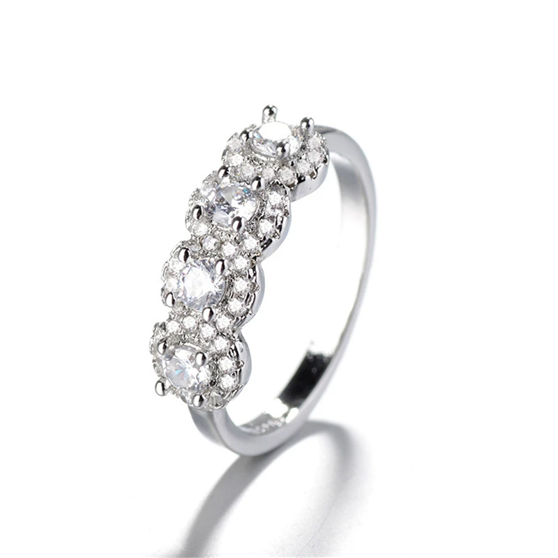 BOAKO Top Quality Concise Classical CZ Crystal Wedding Ring Silver Color Austrian Crystals Wholesale bagues pour femme B3