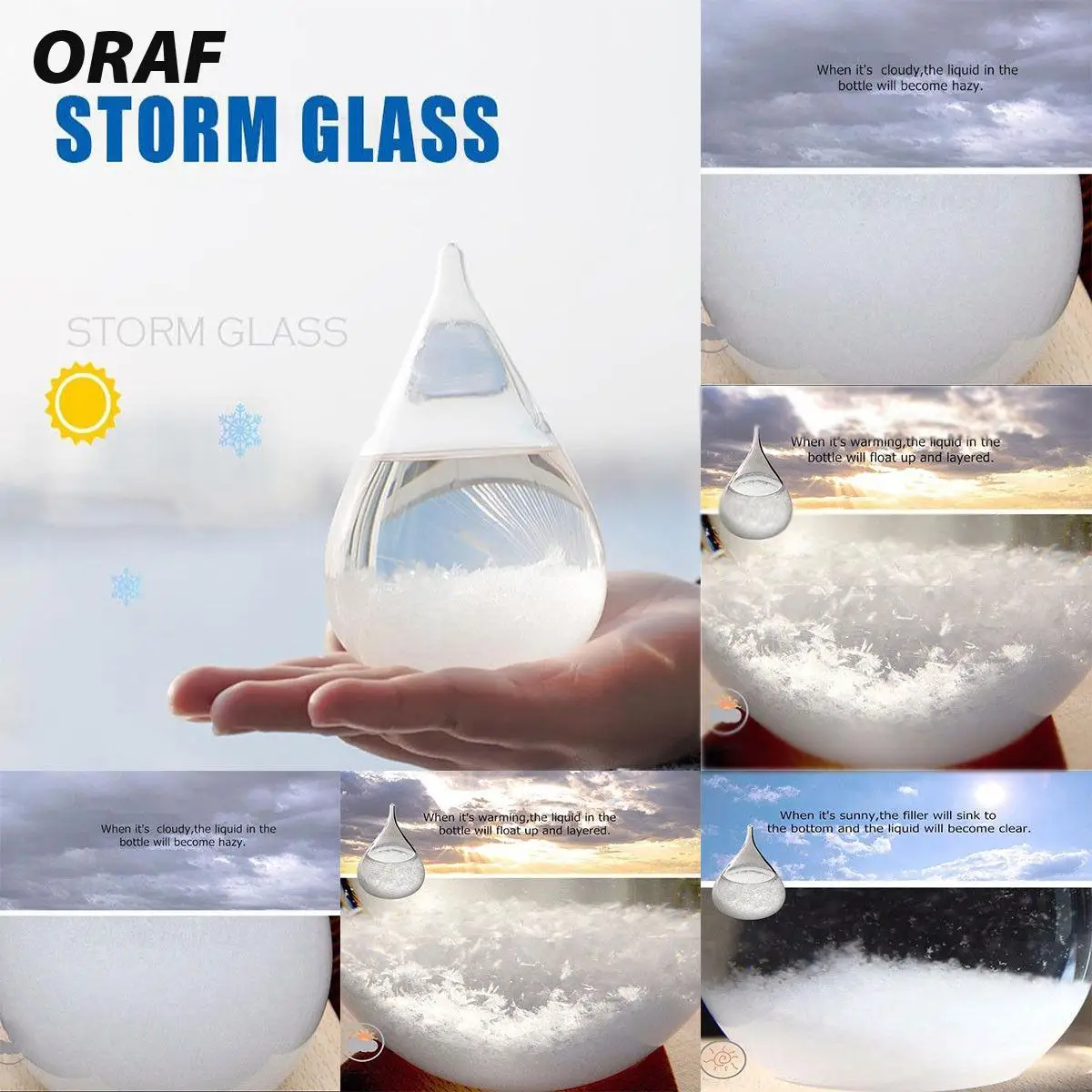 

Creative Weather Forecast Mini Crystal Bottles Cone Shape Storm Glass Decor Xmas