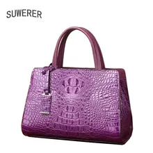 SUWERER новая женская сумка из натуральной воловьей кожи с крокодиловым узором, тиснёная модная роскошная кожаная сумка