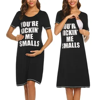 

Women's Maternity Nursing Dresses for Breastfeeding Short Sleeve Casual Letter Maternity Gown 2019 Ropa Premama Embarazadas