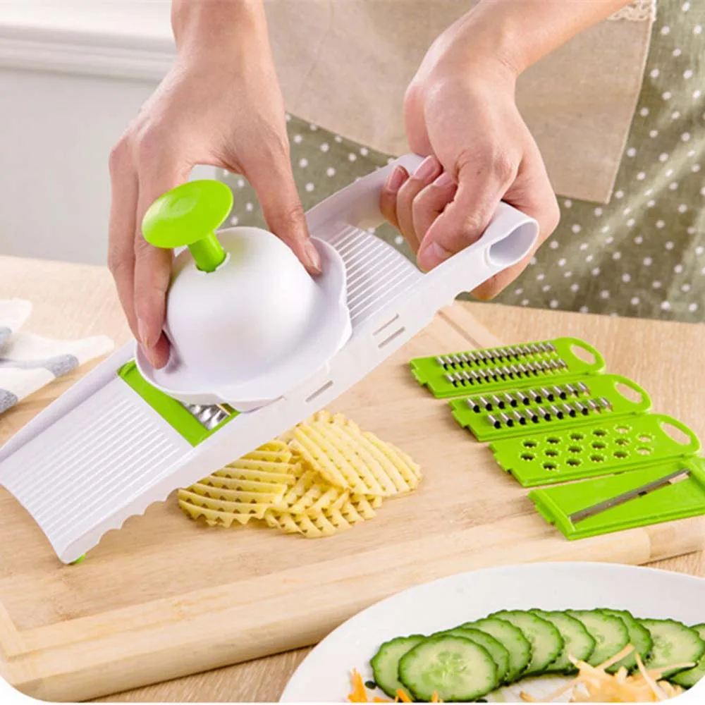  7 in 1 Plastic Vegetable Fruit Slicers Cutter Adjustable Stainless Steel Blades Multi-function ABS Peeler Grater Slicer 