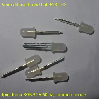 

5mm diffused rond hat RGB LED,4pin;dump RGB;3.2V,60ma,common anode