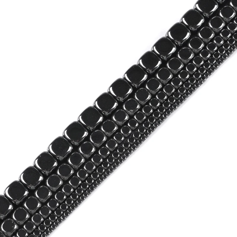 

2/3/4/6/8mm Natural Stone Flat Square Black Hematite beads High quality Square shape Loose bead For Jewelry bracelet Making DIY