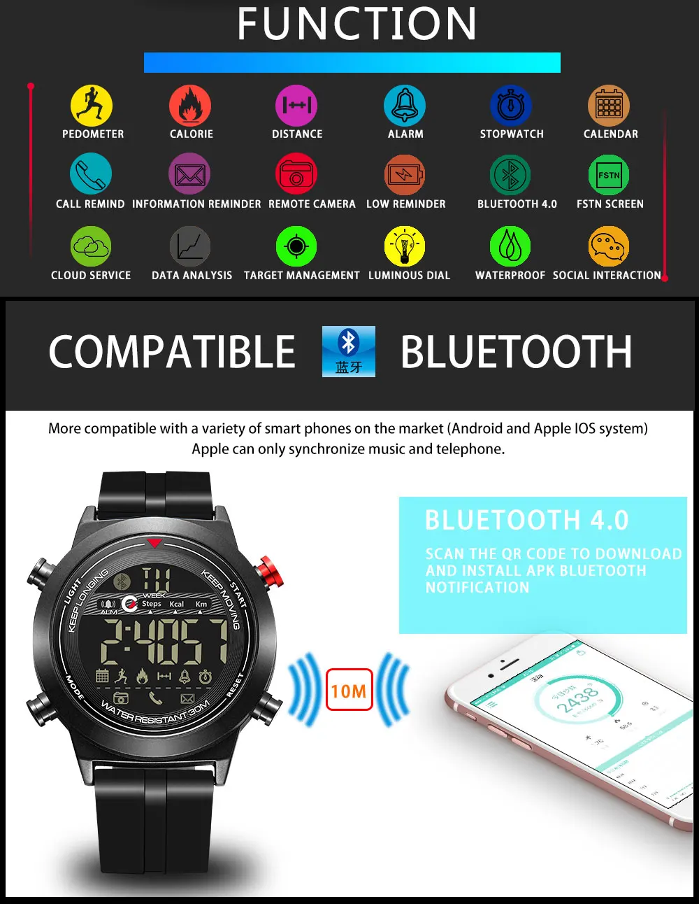 Brand Bluetooth Smart Watch Sport Pedometer With SIM Camera Outdoor Waterproof Watches    Leather Wrist Watch    Reloj Deportivo (2)