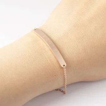 

Wide Sideway Strip Bar Simple Bracelets Women Charm BFF Jewelry Stainless Steel Gold Color Adjustable Chain Friendship Bracelet