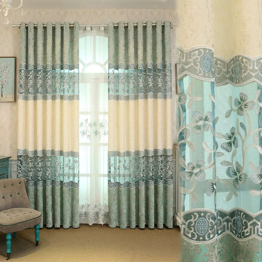Continental atmosphere of high quality thread embroidery fabric curtain