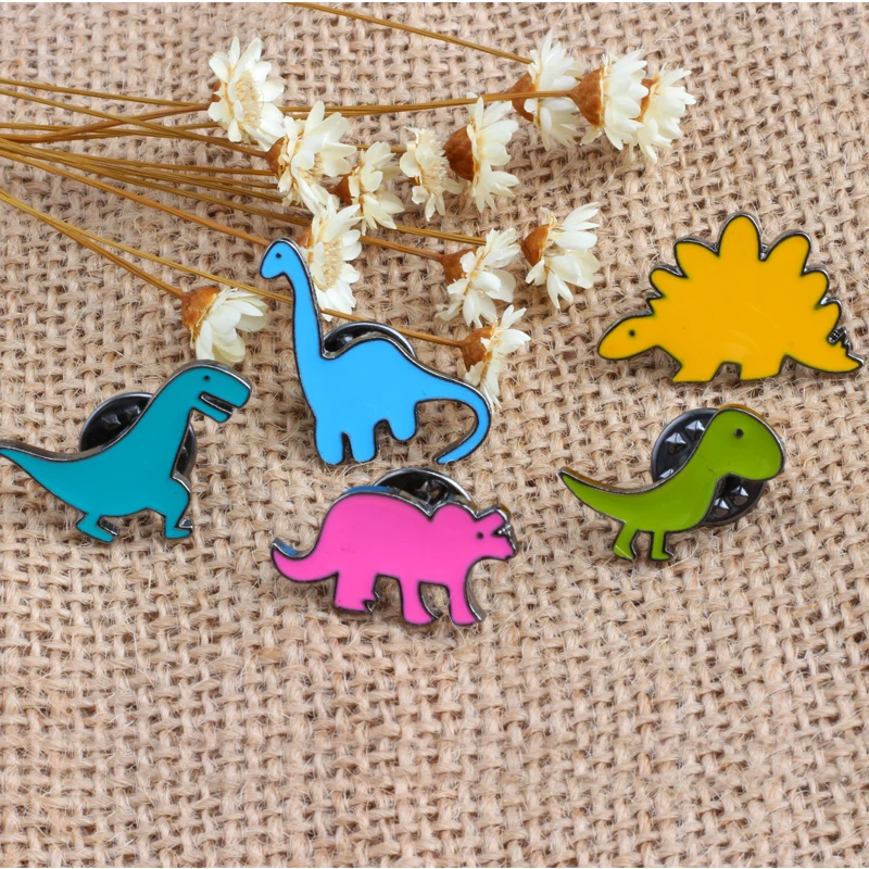 

5 pcs /set Fashion Cartoon Dinosaur Enamel Brooch Mini Cute Animal Brooches Pins Clothes Hat Decoration Jewelry For Men Women