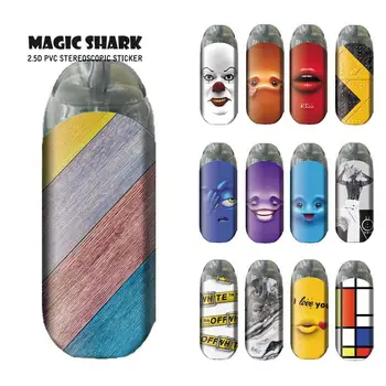 

Magic Shark Fashion 2.5D PVC Wood Cobblestone Clown Elf Lip Kiss Print Sticker Case Wrap Film for Vaporesso Renova Zero