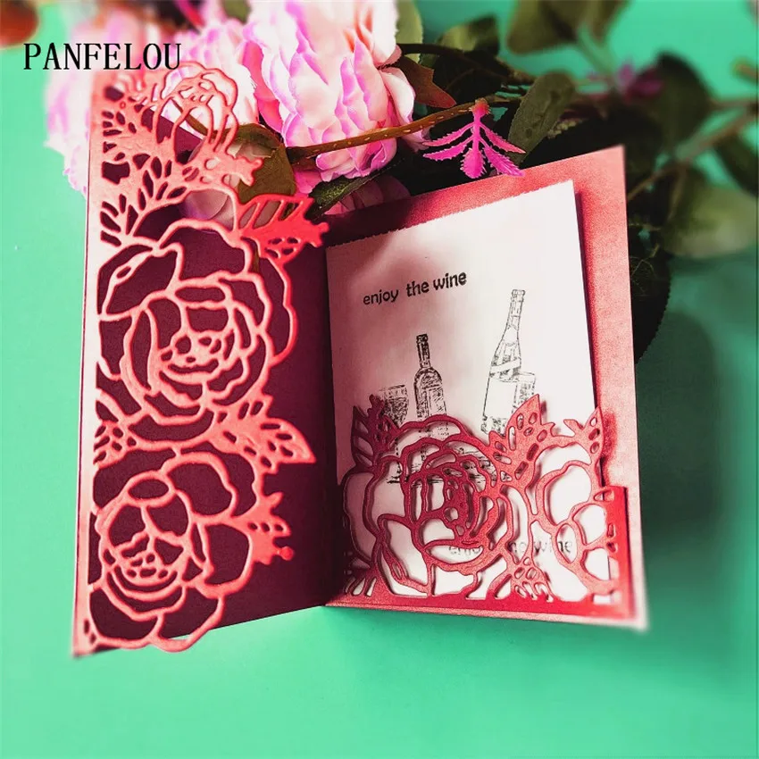  PANFELOU Three roses invitation Scrapbooking DIY album cards paper die metal craft stencils punch c - 33028041067
