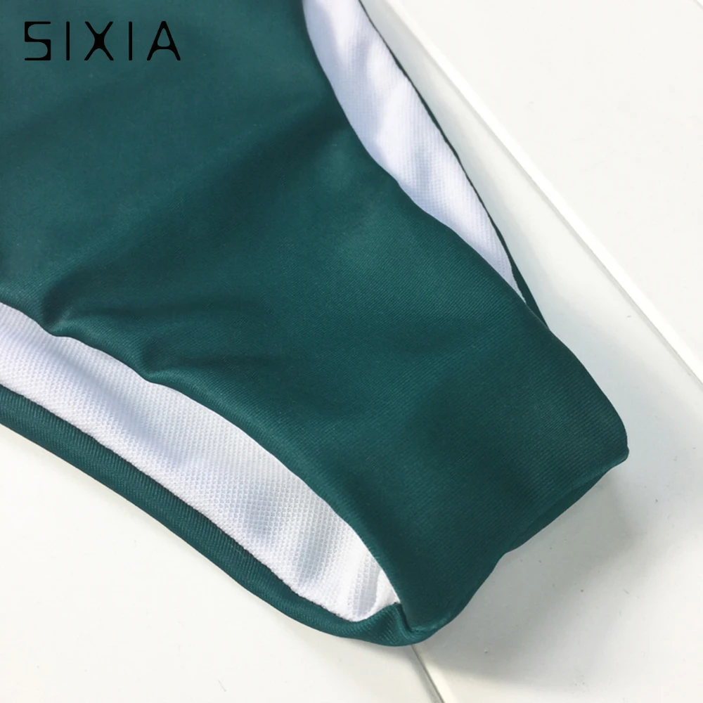 Green Sexy High Neck Bikini Set High Waist bikini Swimwear Women Push Up Swimsuit Female 2018 String bikini mujer bathing suit
