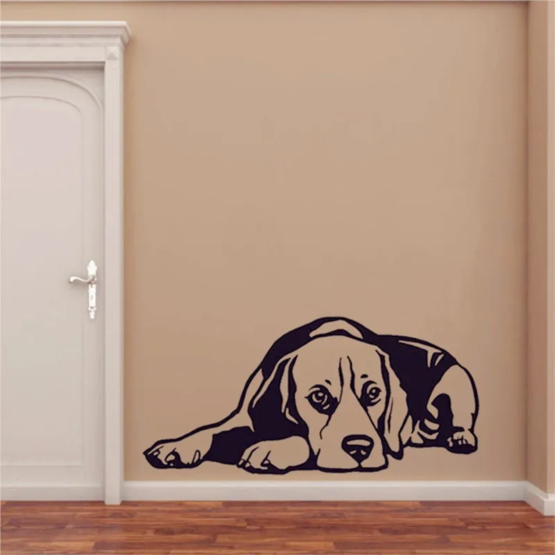 

Pet Dog Vinyl Wall Sticker Decal Beagle Recumbent Art Home Decor Living Room Wall Mural Wall Sticker bedroom living room