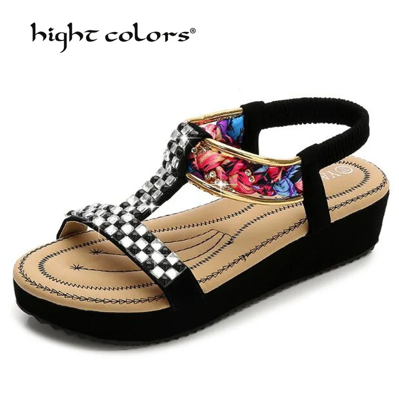 

Wedges Sandals Women Shoes Platform Lightweight Casual Heeled Sewing T-strap Comfortable Soft Insole Elastic band Shoes DX8858-1