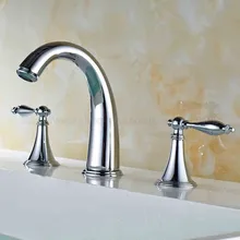 Polished Chrome 3 Hole Double Handle Brass Basin Sink Mixer Tap Widespread Bathroom Basin Faucet znf433 high quality chrome brass widespread bathroom basin mixer faucet double handles wall mount