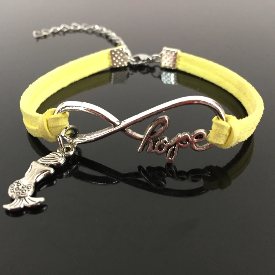Модные женские туфли Jewelry девушка Валентина DIY подарок браслеты бесконечность надежда письмо Русалка Подвески Кожаный Регулируемый Браслеты
