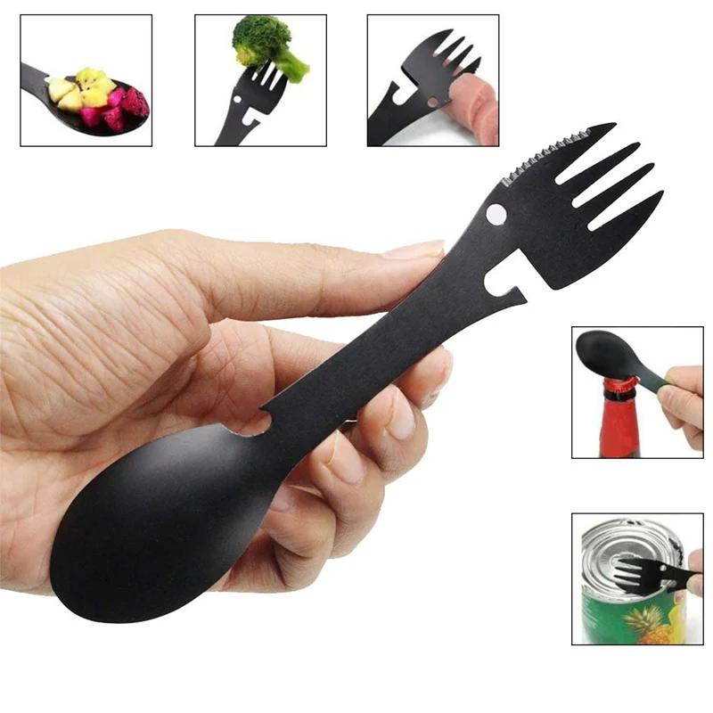 Уличная посуда из нержавеющей стали для кемпинга нож ложка вилка открывалка