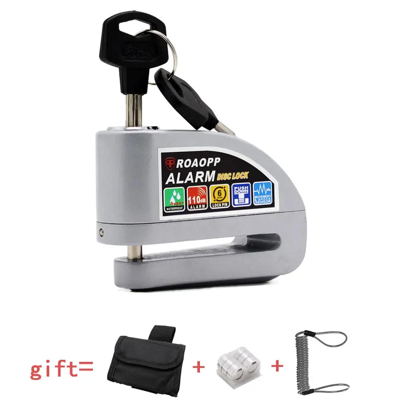 S Lock Set Nuoxintr 110дб мотоциклетная сигнализация замок мотоцикл Противоугонная сигнализация колеса дисковый тормоз Безопасность Сирена замок для Harley YAMAHA - Цвет: S Lock Set