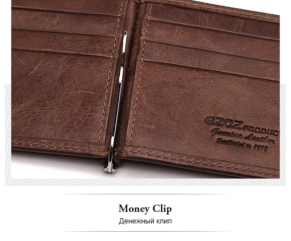 New Men Bifold Money Clips Men'S Card& ID Holders Genuine Leather Credit Card Wallet Slim Multi-Card-Bit Pack Bag