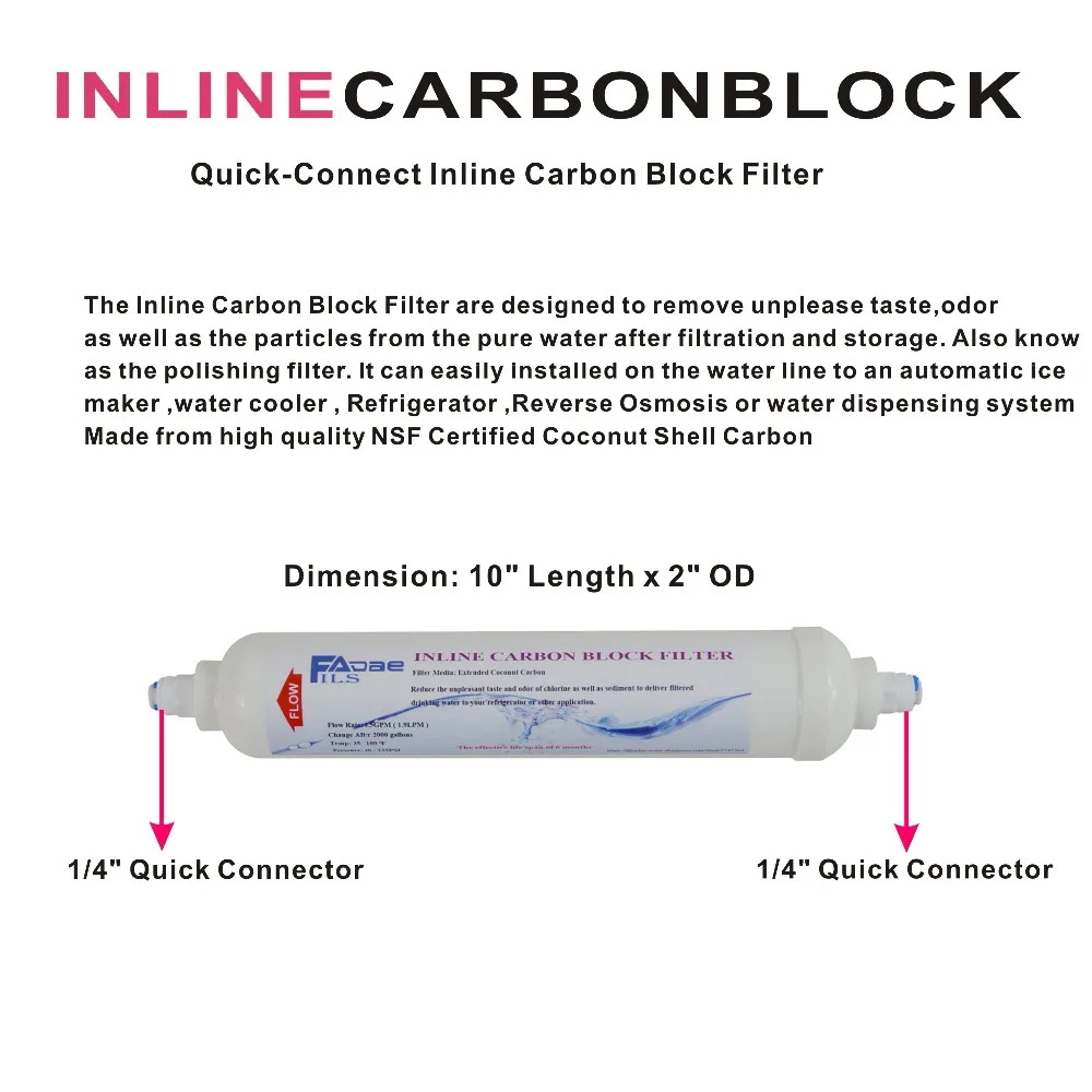 Inline carbon block with quick connector -2