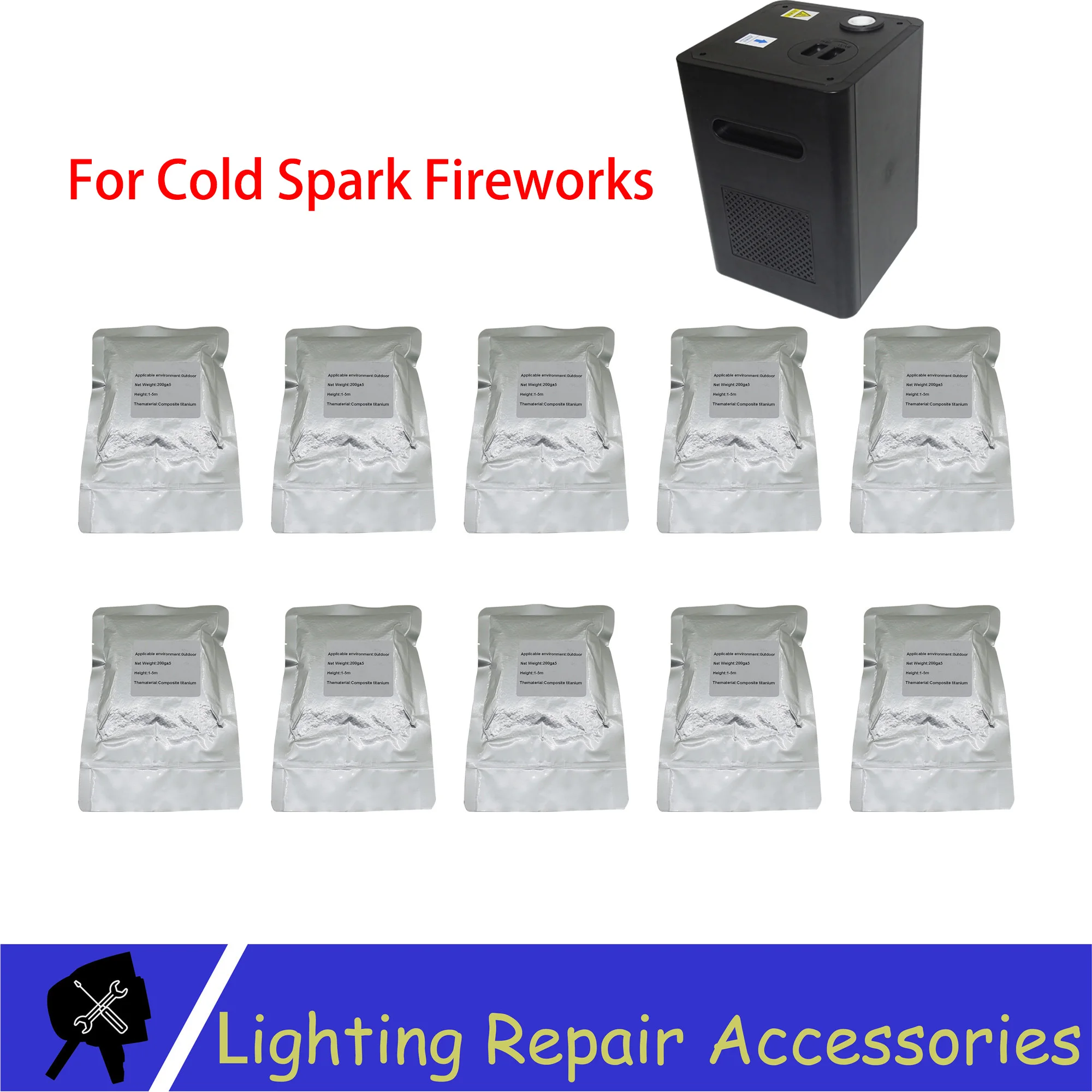 

10 Bags/lots TI Powder 200g/bag Outdoor Cold Spark Sparkler Metal Titanium For Cold Flame Stage effect Firework Machine Powder