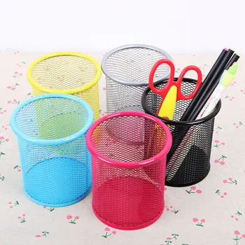 

1PC Hollow Pen Pencil Pot Holder Container Organizer Metal Barbed Wire Round Pen Holders School Office Supplies 5 Colors
