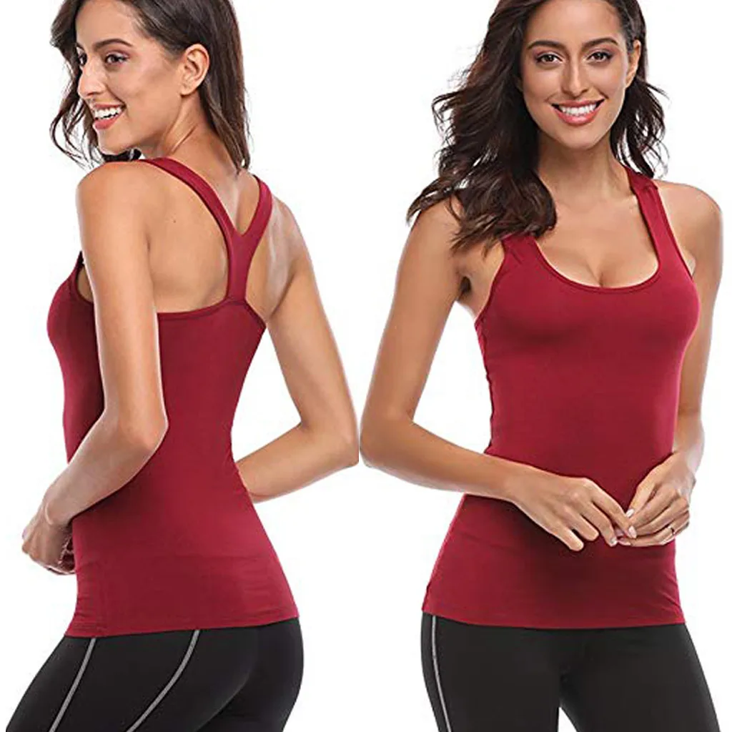 Для женщин тренировки Спорт Йога открытыми плечами Твердые Strappy Basic рубашка, майка, Топы Бег Одежда для Womem Лидер продаж