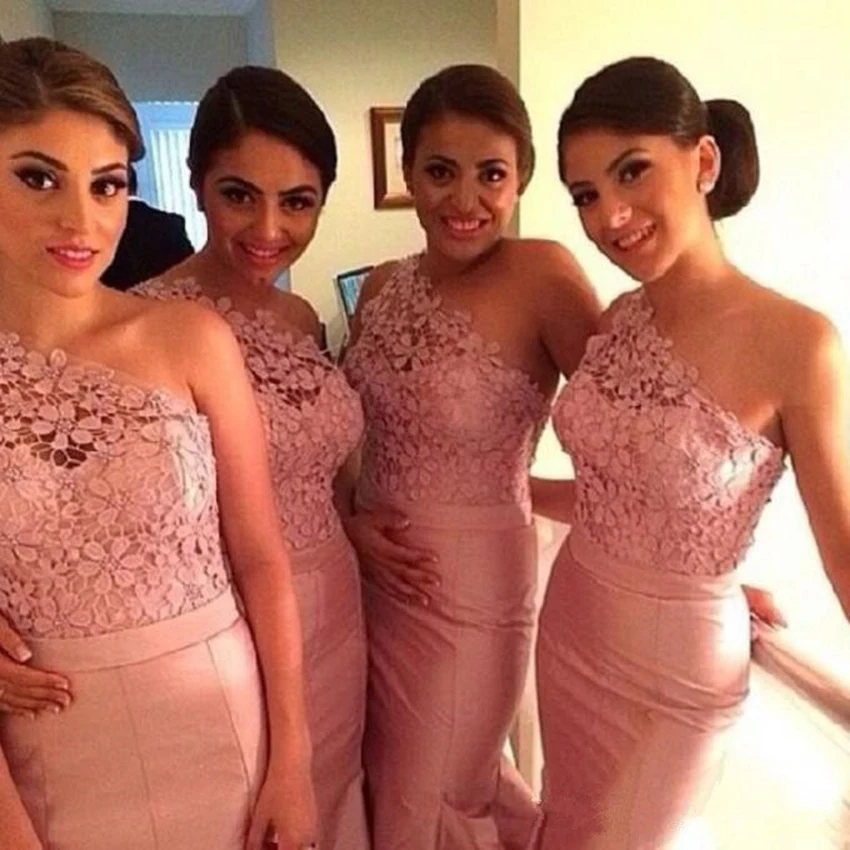 

Vestido De La Dama De Honor Sweetheart Sleeveless Blush One Shoulder Bridesmaid Gowns Burgundy Lace Coral Bridesmaid Dresses