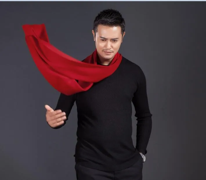 High quality men's plain red color long scarf  winter knitting thick scarf for Man mens designer scarf