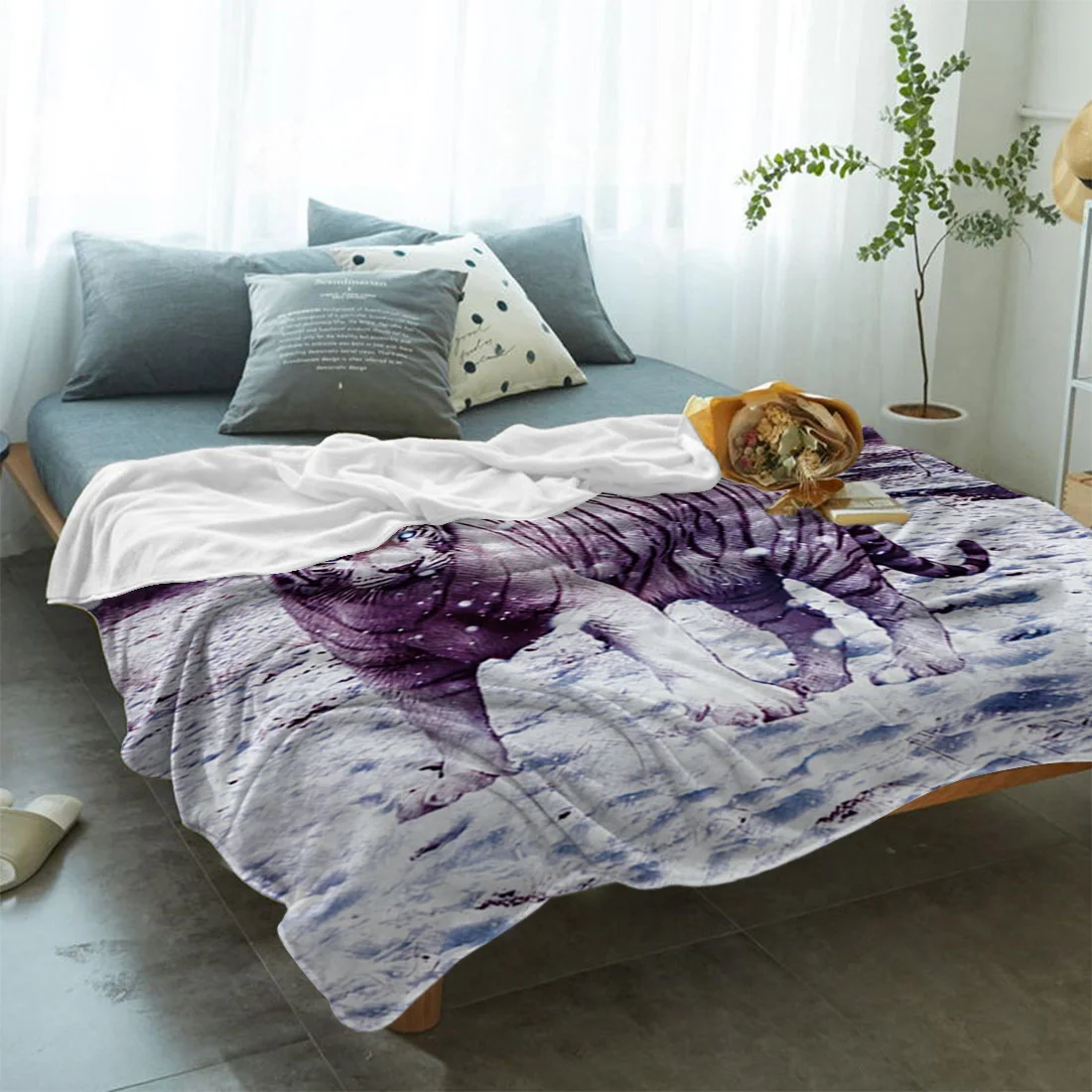Large Tiger Beast Soft Chunky Blanket Bedspread Throw Sofa Rug Home Decor Warm