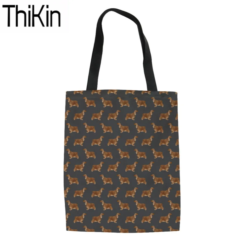 

THIKIN Shoulder Bag for Women Cute Cocker Spaniel Printing Shopping Bags Ladies Canvas Tote Bag Females Recycle Eco Bags Storage