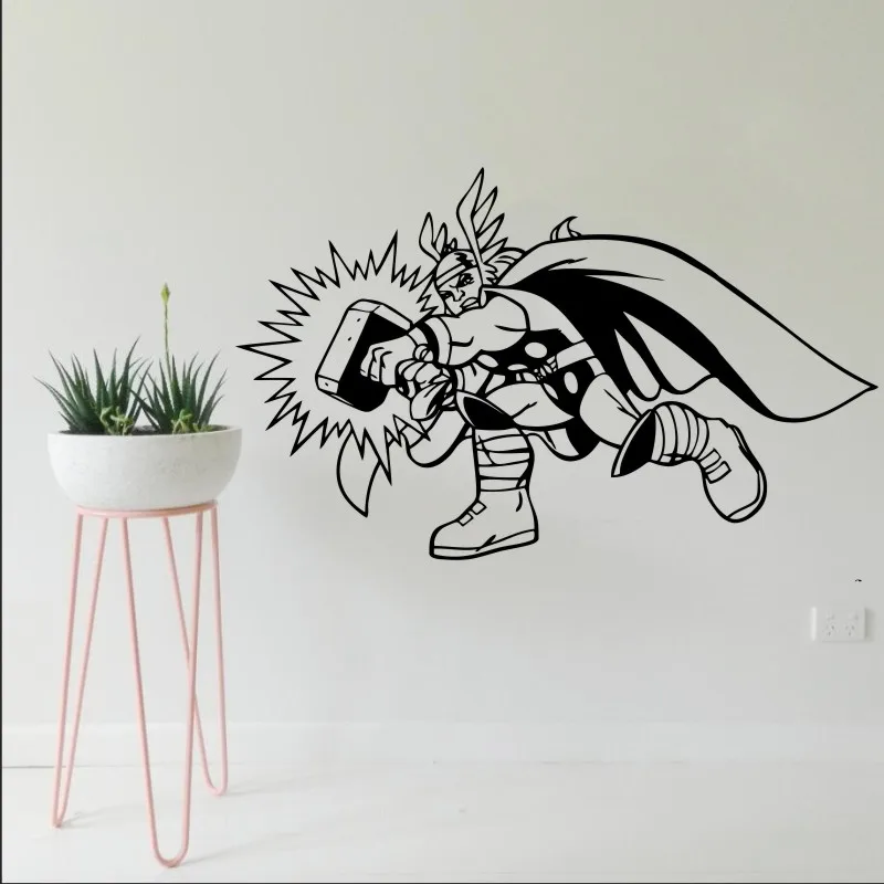 

Thor Vinyl Wall Decal Removable Sticker Marvel Superhero Home Art Decoration Kids Boys Room Bedroom Playroom Windows Decor WW-73