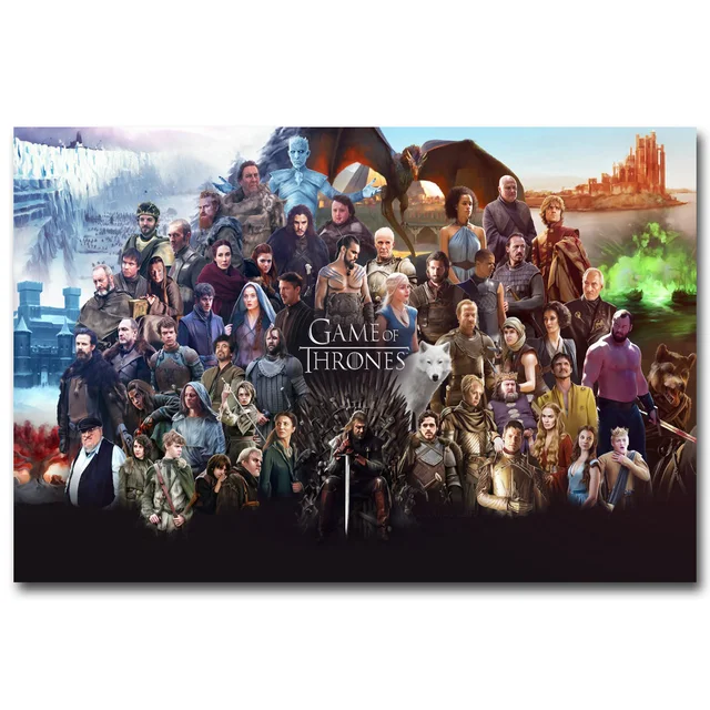 Game of Thrones All Characters Art Silk Poster Print 12×18 24x36inch Daenerys Targaryen Wall Picture 046
