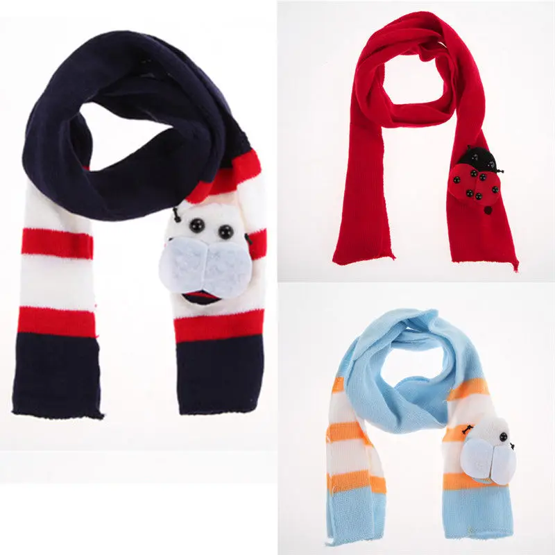 Новое поступление, теплый зимний комплект с шарфом для маленьких мальчиков и девочек от 8 месяцев до 2 лет, милые вязаные хлопковые шапки, одежда, аксессуары