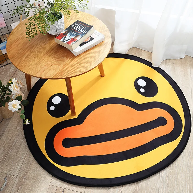SHIERJU желтая утка ковер с рисунком диаметр 148 см круговой Противоскользящий коврик для гостиной утолщение удобный ковер