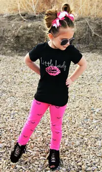 

Cute Infant Outfits Hot Fashion Baby Girl Letter T-shirt Top Leggings Pants Clothes Toddler XMAS 2Pcs Set