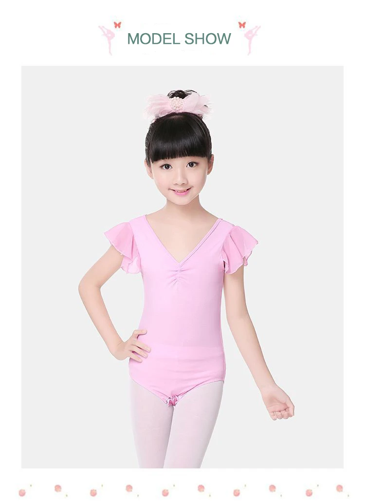 Новейшая летняя детская одежда для танцев, гимнастическое трико, детское танцевальное балетное белье, тренировочный трико, шифоновые костюмы