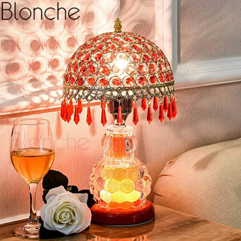 

Nordic Modern Crystal Table Lamp Gourd Shape Desk Light for Living Room Bedroom Home Decor Bedside Romantic Fixture E27 Lighting