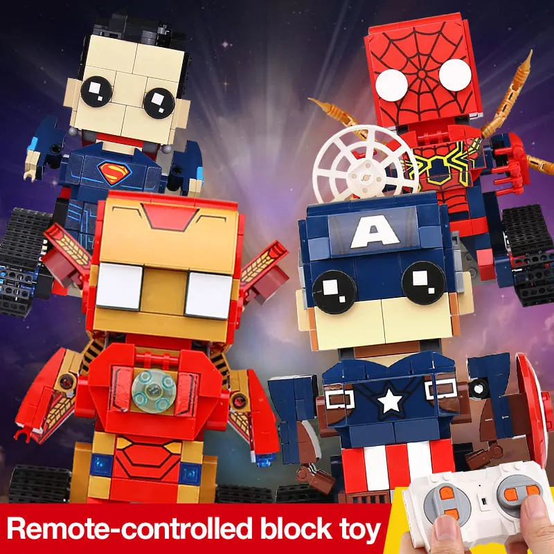 

Avengers Endgame Super hero Remote control DIY Model Iron man, Spiderman,Captain America,Superman figures robot for kids