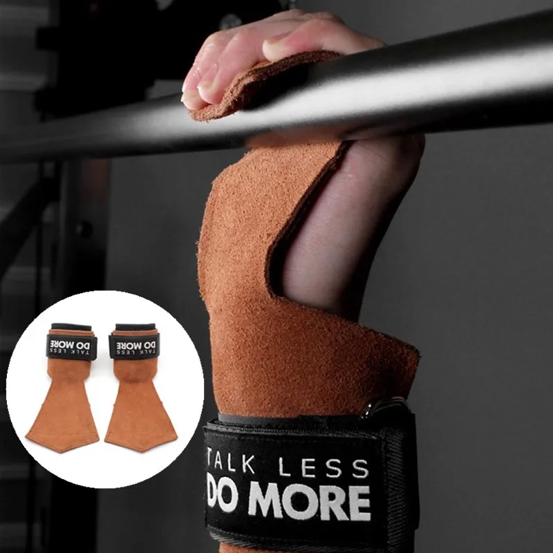 

Weight Lifting Gym Gloves Hand Protector Grips Hooks Workout Straps Leather Palm Neoprene Padded Wrist Wraps Crossfit Deadlifts