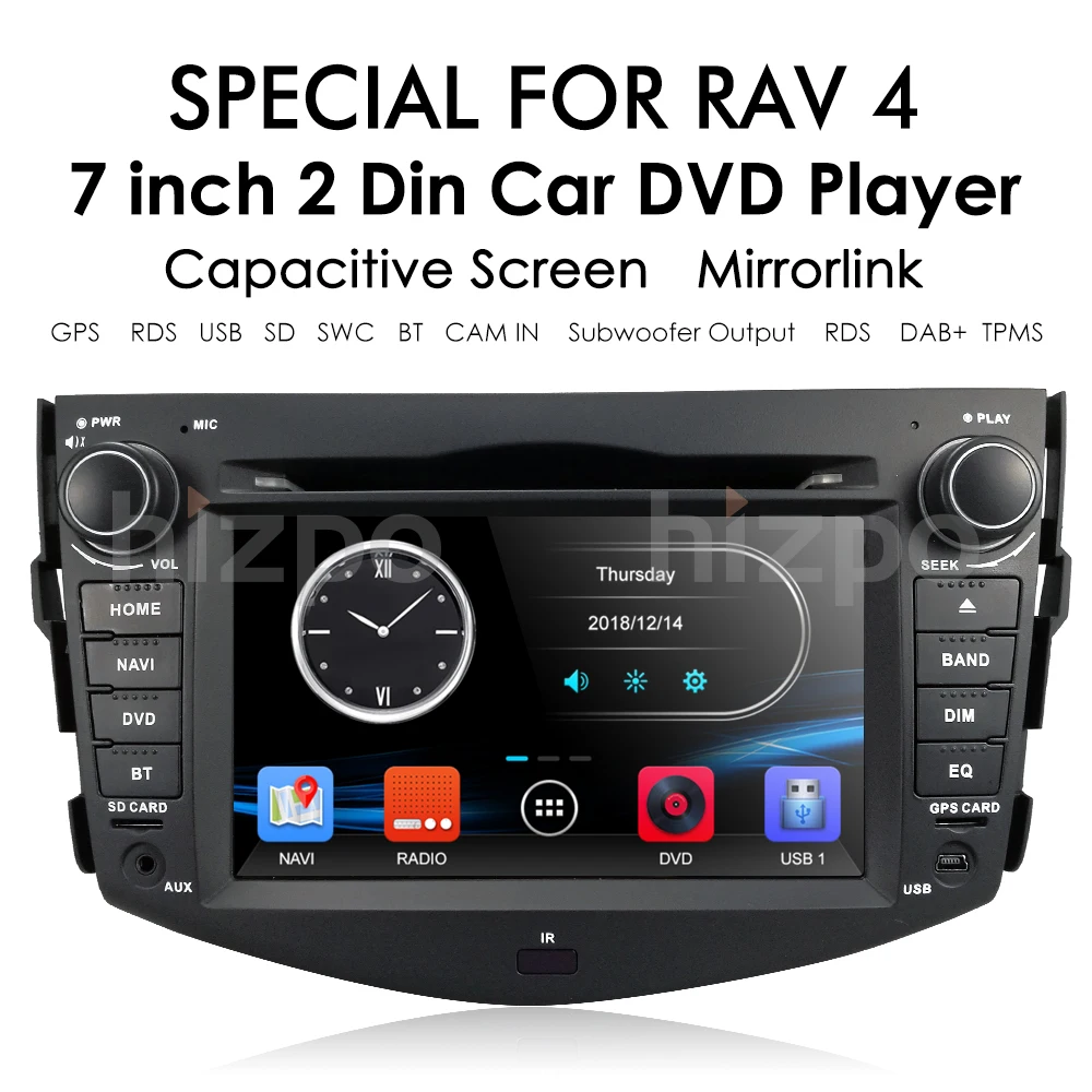 Perfect FOR TOYOTA RAV4 2006 2007 2008 2009 2010 2011 2012 Car DVD Player GPS Stereo Radio MAP CAMERA Mirror Link Steering Wheel BT DAB+ 2