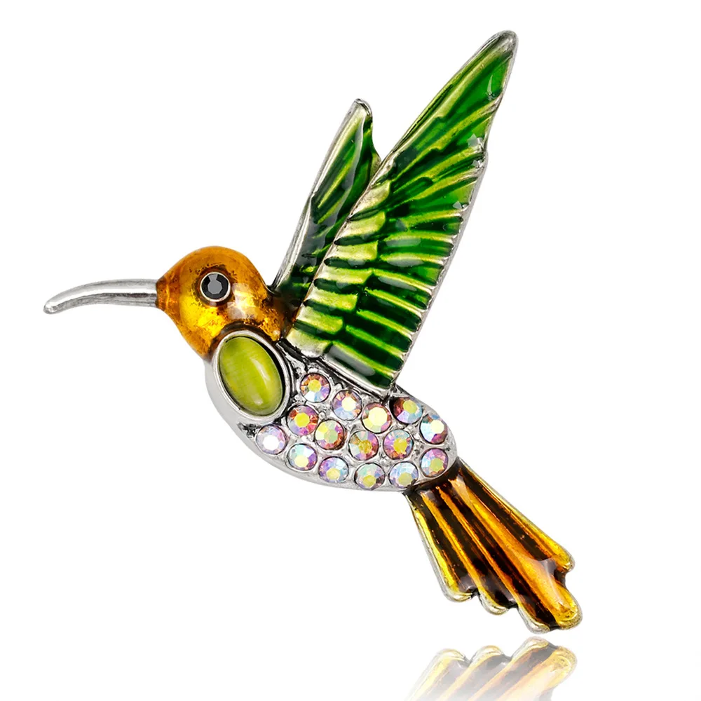 

i-Remiel High-end Ladies' Fashion Animal Hummingbird Enamel Brooch Pin Bird Brooches for Women Dress Shirt Clothing Accessories